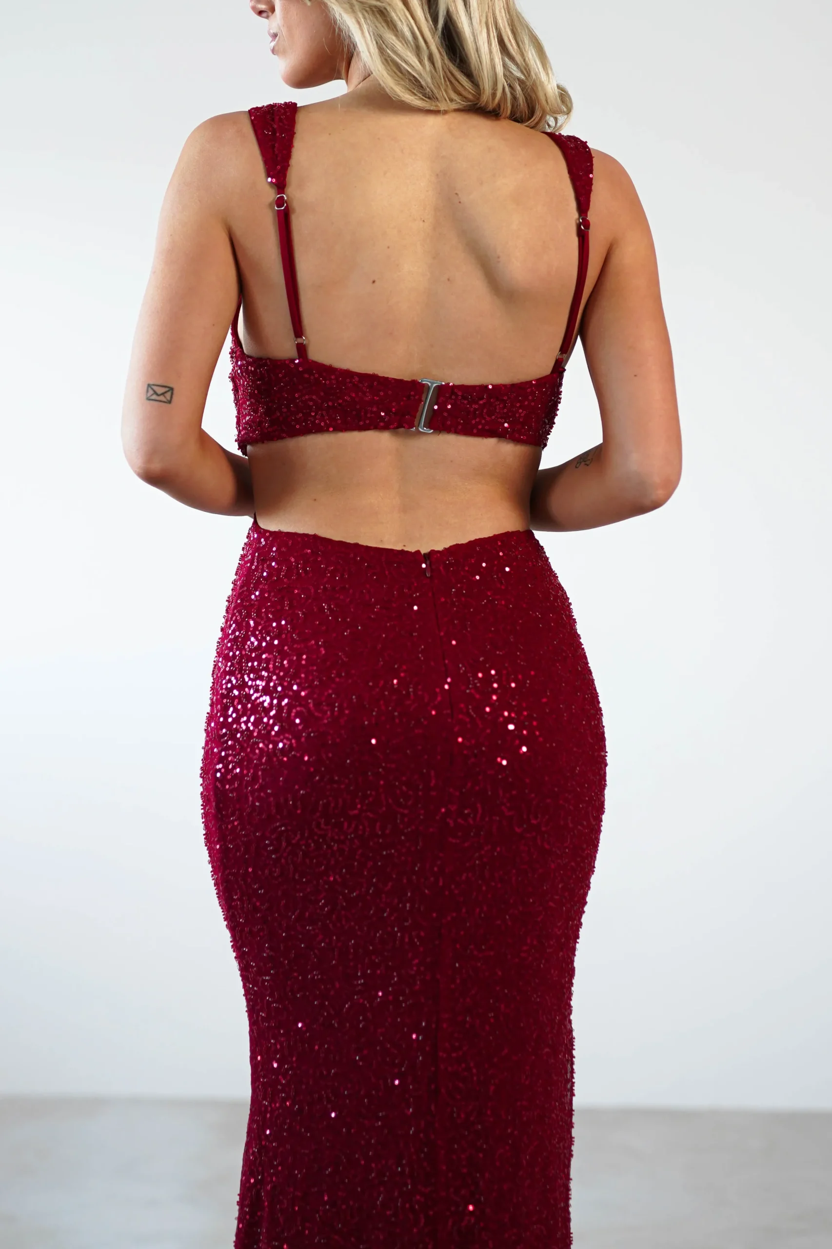 Tora Cut Out Sequin Maxi Dress | Dark Red