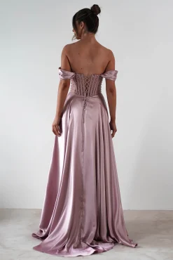 Tullie Satin A-Line Maxi Dress | Mauve
