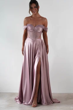 Tullie Satin A-Line Maxi Dress | Mauve