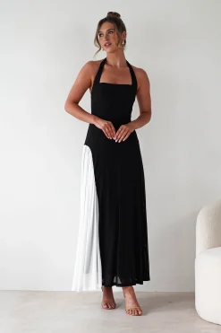 Unika Halterneck Maxi Dress | Black/White