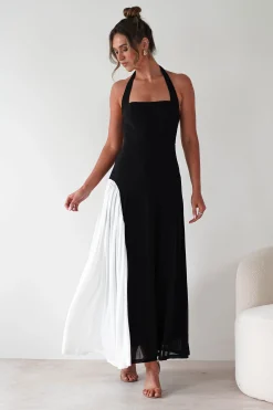 Unika Halterneck Maxi Dress | Black/White