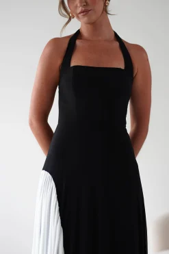 Unika Halterneck Maxi Dress | Black/White