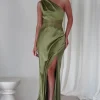 Valentina Soft Satin Maxi Dress | Olive