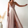 Velia Satin Maxi Gown | Champagne