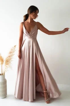 Velia Satin Maxi Gown | Champagne