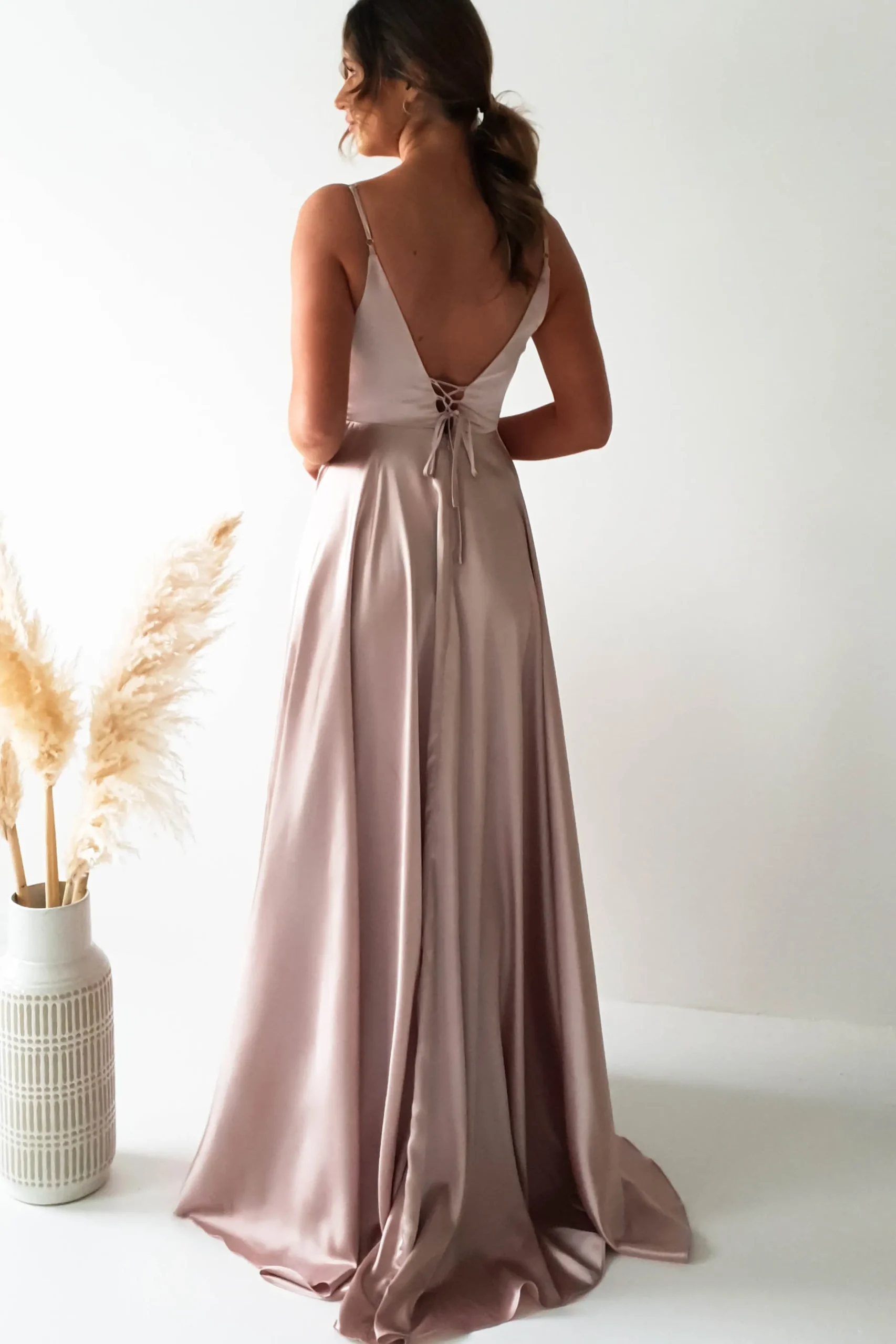 Velia Satin Maxi Gown | Champagne