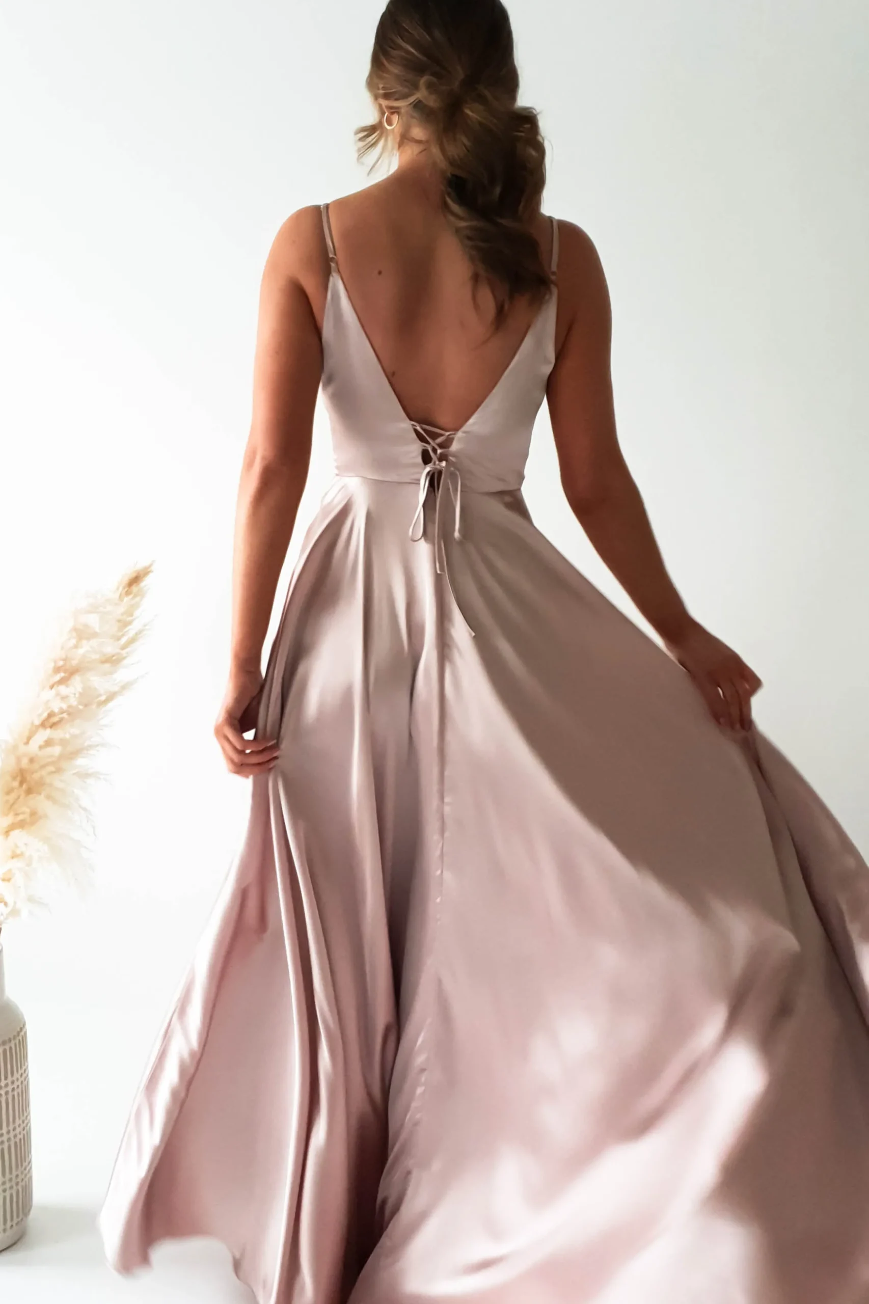 Velia Satin Maxi Gown | Champagne