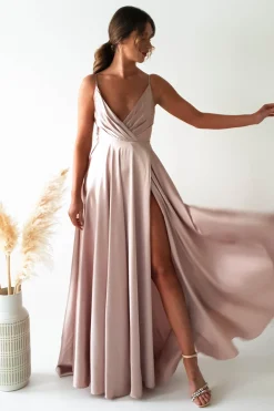 Velia Satin Maxi Gown | Champagne