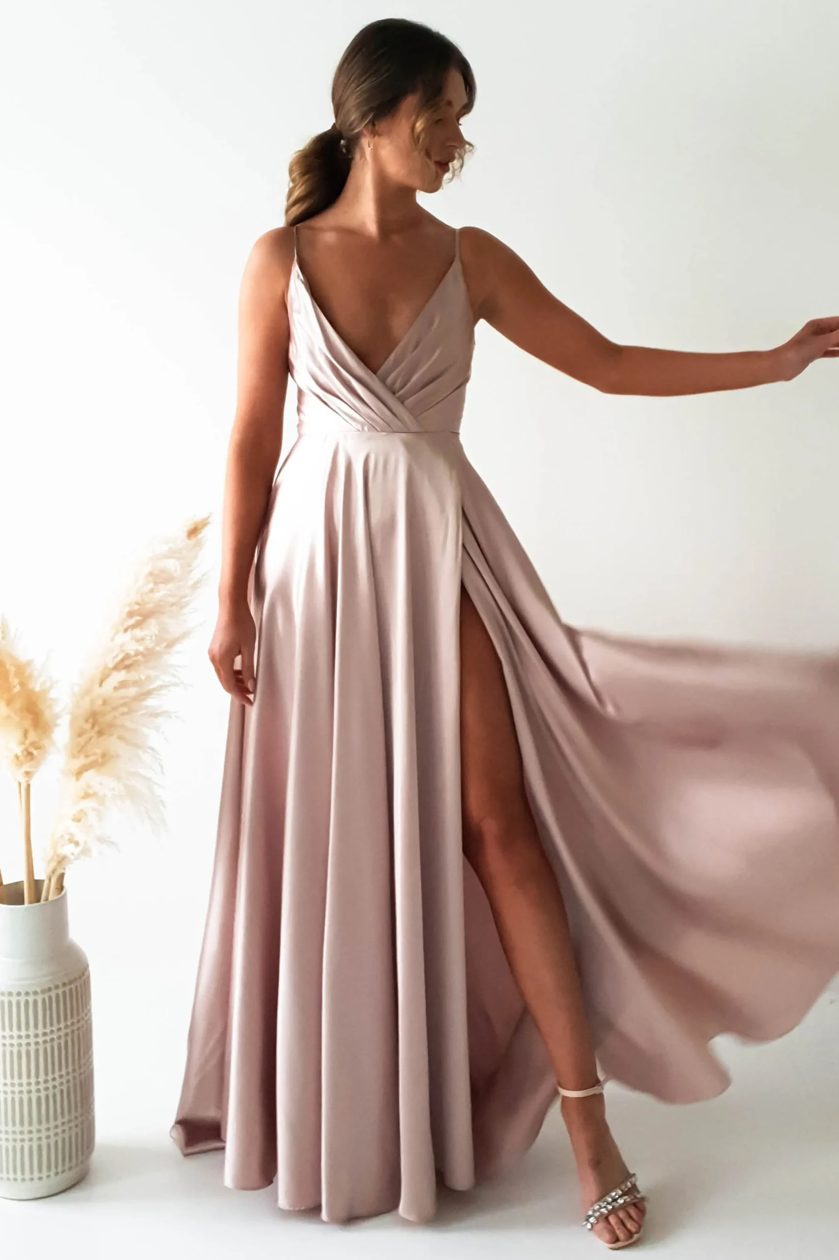 Velia Satin Maxi Gown | Champagne