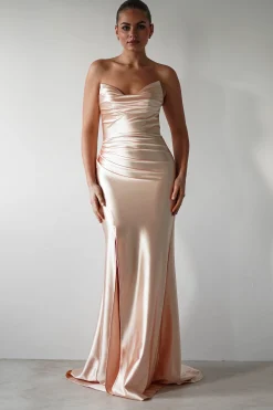 Venice Strapless Bodycon Gown | Light Gold