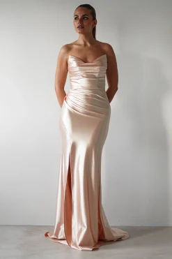 Venice Strapless Bodycon Gown | Light Gold