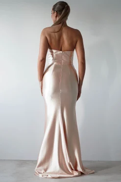 Venice Strapless Bodycon Gown | Light Gold