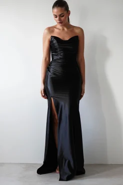 Venice Strapless Bodycon Gown | Black