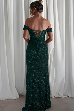 Vilma Sequin Mermaid Gown | Emerald Green