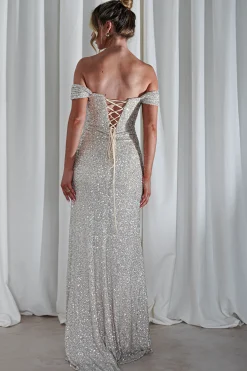 Vilma Sequin Mermaid Gown | Silver/Champange