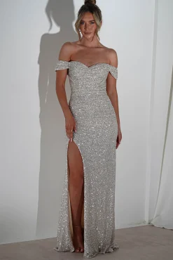 Vilma Sequin Mermaid Gown | Silver/Champange