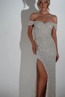 Vilma Sequin Mermaid Gown | Silver/Champange