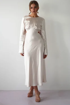 Vivian Long Sleeve Midi Dress | Champagne