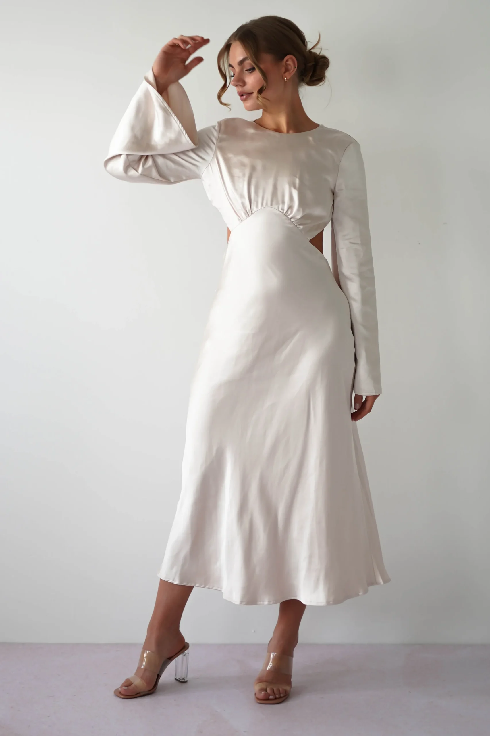 Vivian Long Sleeve Midi Dress | Champagne