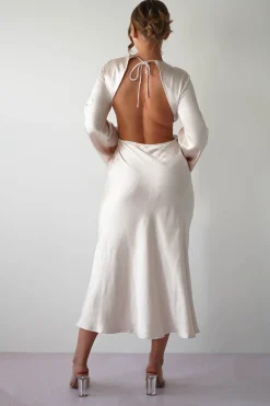 Vivian Long Sleeve Midi Dress | Champagne