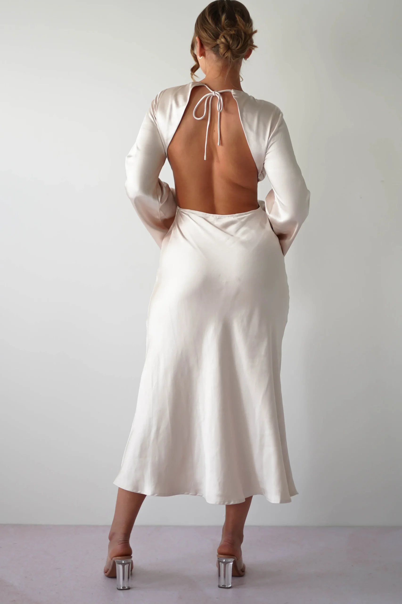 Vivian Long Sleeve Midi Dress | Champagne