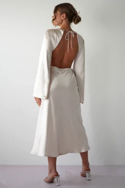 Vivian Long Sleeve Midi Dress | Champagne