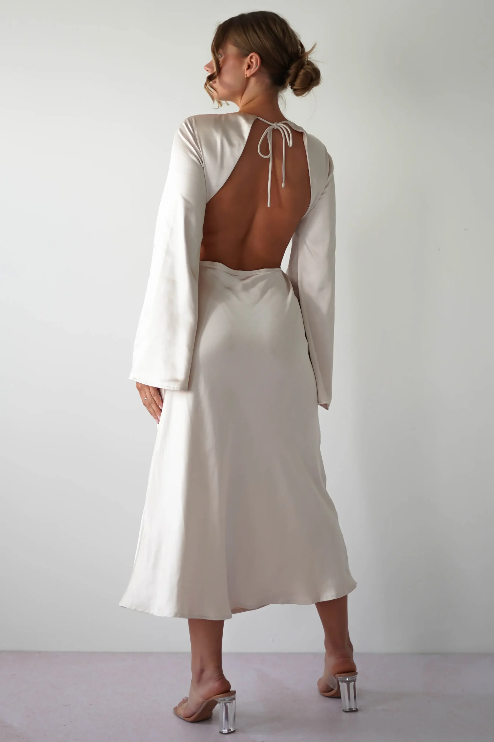 Vivian Long Sleeve Midi Dress | Champagne