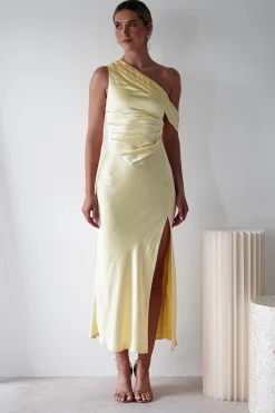 Zeila Soft Satin Maxi Dress | Yellow